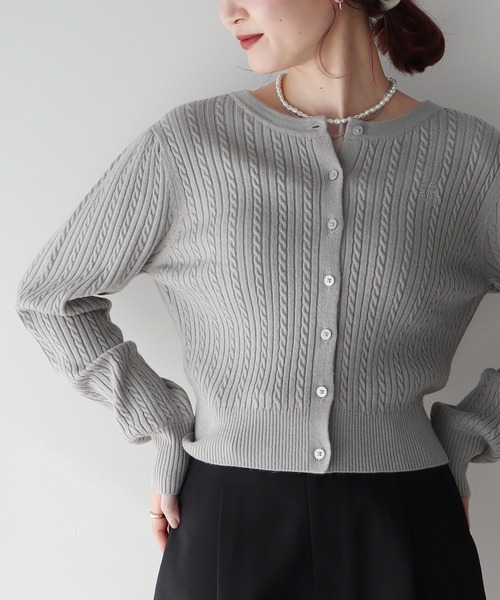 earth music&ecology（アースミュージックアンドエコロジー）の「ミニケーブルコンパクトカーディガン（カーディガン/ボレロ・レディース・イエロー/ライトグレー/ライトピンク/アイボリー/ブラック・FREE）」の13枚目の写真