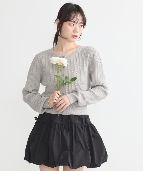 earth music&ecology（アースミュージックアンドエコロジー）の「ミニケーブルコンパクトカーディガン（カーディガン/ボレロ・レディース・イエロー/ライトグレー/ライトピンク/アイボリー/ブラック・FREE）」の18枚目の写真