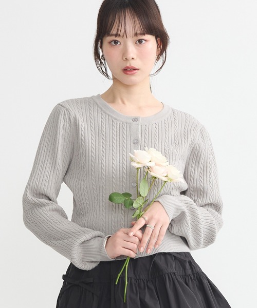 earth music&ecology（アースミュージックアンドエコロジー）の「ミニケーブルコンパクトカーディガン（カーディガン/ボレロ・レディース・イエロー/ライトグレー/ライトピンク/アイボリー/ブラック・FREE）」の19枚目の写真