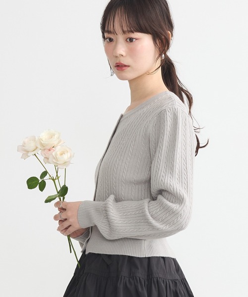 earth music&ecology（アースミュージックアンドエコロジー）の「ミニケーブルコンパクトカーディガン（カーディガン/ボレロ・レディース・イエロー/ライトグレー/ライトピンク/アイボリー/ブラック・FREE）」の20枚目の写真