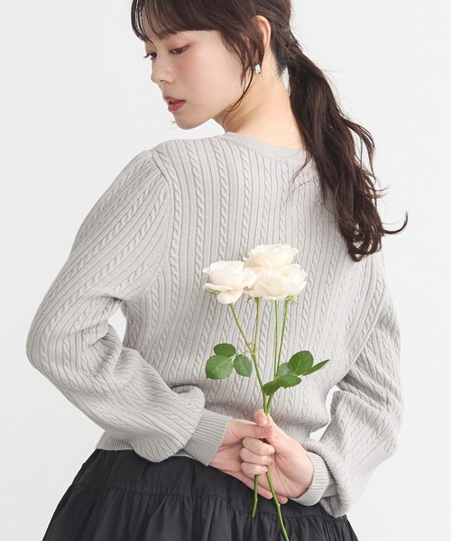 earth music&ecology（アースミュージックアンドエコロジー）の「ミニケーブルコンパクトカーディガン（カーディガン/ボレロ・レディース・イエロー/ライトグレー/ライトピンク/アイボリー/ブラック・FREE）」の14枚目の写真