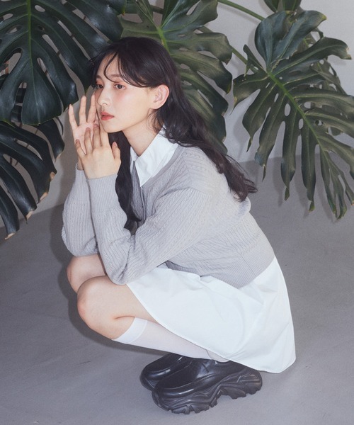 earth music&ecology（アースミュージックアンドエコロジー）の「ミニケーブルコンパクトカーディガン（カーディガン/ボレロ・レディース・イエロー/ライトグレー/ライトピンク/アイボリー/ブラック・FREE）」の21枚目の写真