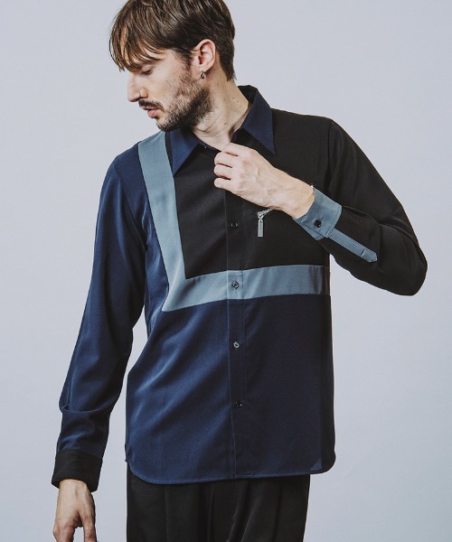 NO ID.（ノーアイディ）の「ms6021- ﾏﾙﾁｸﾚﾘｯｸZIP-SH ジップシャツ（シャツ/ブラウス・メンズ・ホワイト/ブラック/ネイビー・1/2）」の4枚目の写真