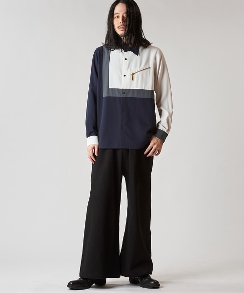 NO ID.（ノーアイディ）の「ms6021- ﾏﾙﾁｸﾚﾘｯｸZIP-SH ジップシャツ（シャツ/ブラウス・メンズ・ホワイト/ブラック/ネイビー・1/2）」の8枚目の写真