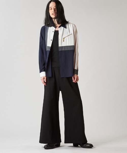 NO ID.（ノーアイディ）の「ms6021- ﾏﾙﾁｸﾚﾘｯｸZIP-SH ジップシャツ（シャツ/ブラウス・メンズ・ホワイト/ブラック/ネイビー・1/2）」の9枚目の写真