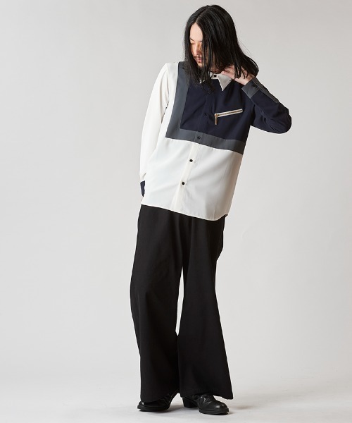 NO ID.（ノーアイディ）の「ms6021- ﾏﾙﾁｸﾚﾘｯｸZIP-SH ジップシャツ（シャツ/ブラウス・メンズ・ホワイト/ブラック/ネイビー・1/2）」の12枚目の写真