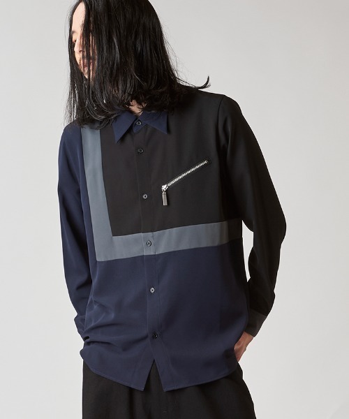 NO ID.（ノーアイディ）の「ms6021- ﾏﾙﾁｸﾚﾘｯｸZIP-SH ジップシャツ（シャツ/ブラウス・メンズ・ホワイト/ブラック/ネイビー・1/2）」の14枚目の写真