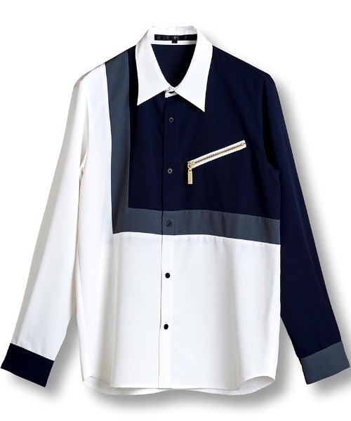 NO ID.（ノーアイディ）の「ms6021- ﾏﾙﾁｸﾚﾘｯｸZIP-SH ジップシャツ（シャツ/ブラウス・メンズ・ホワイト/ブラック/ネイビー・1/2）」の22枚目の写真