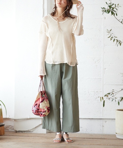 パンツ CHIE 30%OFF【CAMBIO(カンビオ)】 ZIP使い2タックナイロンテーパード