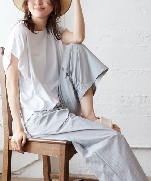 夏 半袖 スリット 長トップス ワイドパンツ trim_ofcrs_itemd8123b7c666f11e