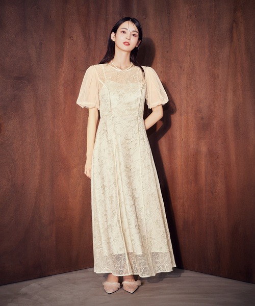 darial（ダリアル）の「【darial】puff sleeve lace dress パフスリーブ レースドレス お呼ばれ 結婚式 二次会 成人式 同窓会 セレモニードレス パーティドレス オケージョンドレス（ドレス・レディース・アイボリー/ブラック・L/M/S）」の6枚目の写真