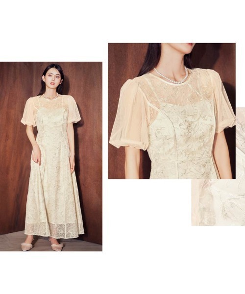 darial（ダリアル）の「【darial】puff sleeve lace dress パフスリーブ レースドレス お呼ばれ 結婚式 二次会 成人式 同窓会 セレモニードレス パーティドレス オケージョンドレス（ドレス・レディース・アイボリー/ブラック・L/M/S）」の14枚目の写真