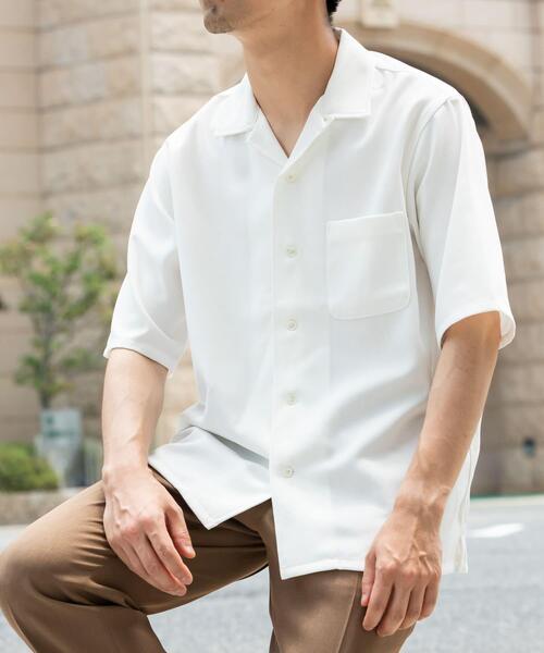 URBAN RESEARCH ROSSO MEN（アーバンリサーチロッソメン）の「『WEB限定』『セットアップ対応』パナマ風オープンカラー半袖シャツ（シャツ/ブラウス・メンズ・ネイビー/モカ/ホワイト/ブラック/グレー系その他・LARGE/MEDIUM）」の2枚目の写真