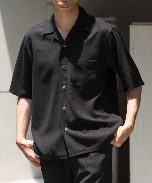 URBAN RESEARCH ROSSO MEN（アーバンリサーチロッソメン）の「『WEB限定』『セットアップ対応』パナマ風オープンカラー半袖シャツ（シャツ/ブラウス・メンズ・ネイビー/モカ/ホワイト/ブラック/グレー系その他・LARGE/MEDIUM）」の3枚目の写真