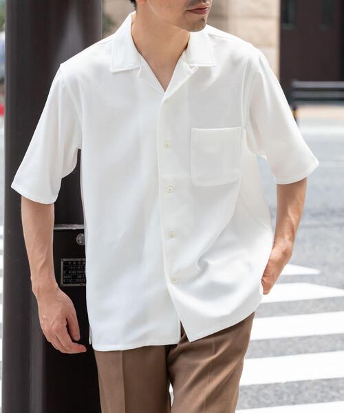 URBAN RESEARCH ROSSO MEN（アーバンリサーチロッソメン）の「『WEB限定』『セットアップ対応』パナマ風オープンカラー半袖シャツ（シャツ/ブラウス・メンズ・ネイビー/モカ/ホワイト/ブラック/グレー系その他・LARGE/MEDIUM）」の6枚目の写真