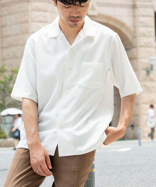 URBAN RESEARCH ROSSO MEN（アーバンリサーチロッソメン）の「『WEB限定』『セットアップ対応』パナマ風オープンカラー半袖シャツ（シャツ/ブラウス・メンズ・ネイビー/モカ/ホワイト/ブラック/グレー系その他・LARGE/MEDIUM）」の8枚目の写真