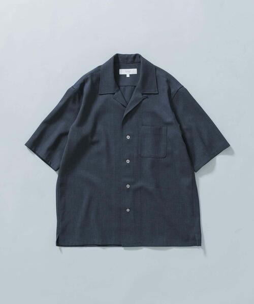 muhumu ベージュ系パラカ 半袖シャツ セール】『WEB限定』『セットアップ対応』パナマ風オープンカラー半袖