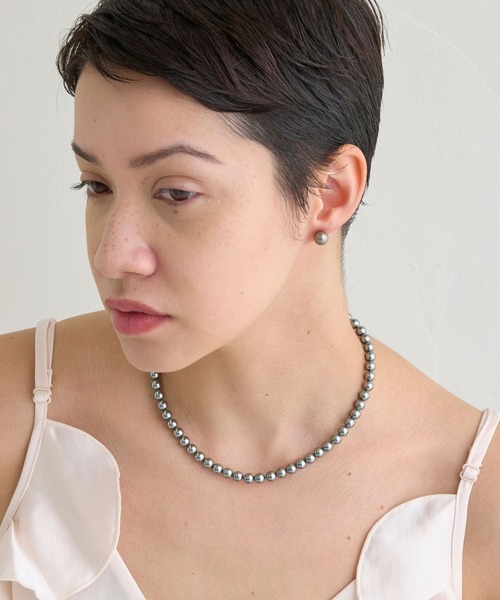 JUPITER（ジュピター）の「【国産貝パール】フォーマルパールネックレス＆ピアスセット【結婚式/パーティ/フォーマル/喪服用】<動画あり>（ネックレス・レディース・グレー/ホワイト・FREE）」の17枚目の写真