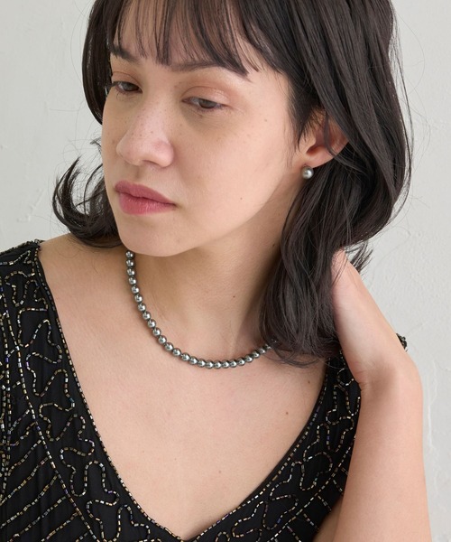 JUPITER（ジュピター）の「【国産貝パール】フォーマルパールネックレス＆ピアスセット【結婚式/パーティ/フォーマル/喪服用】<動画あり>（ネックレス・レディース・グレー/ホワイト・FREE）」の6枚目の写真