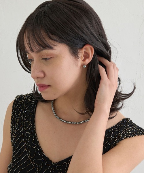 JUPITER（ジュピター）の「【国産貝パール】フォーマルパールネックレス＆ピアスセット【結婚式/パーティ/フォーマル/喪服用】<動画あり>（ネックレス・レディース・グレー/ホワイト・FREE）」の7枚目の写真