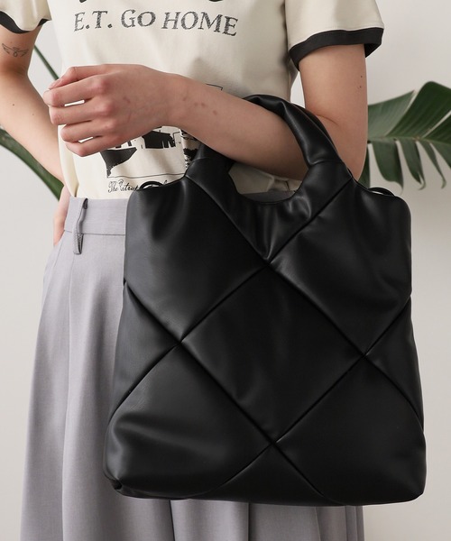 YAHKI ヤーキ　キルティング　トートバッグ　黒 YAHKI トートバッグ YAHKI/ヤーキ TOTE BAG トートバック