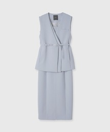 anuans ダブルフロントジレセットワンピースホワイトアニュアンス