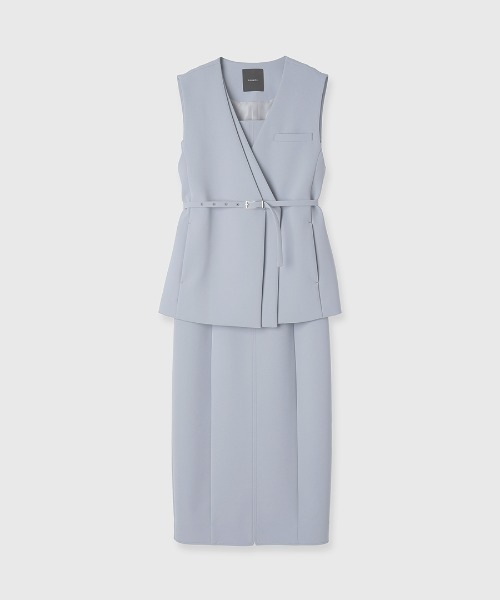 anuans】ダブルフロントジレセットワンピース/白 anuans（アニュアンス