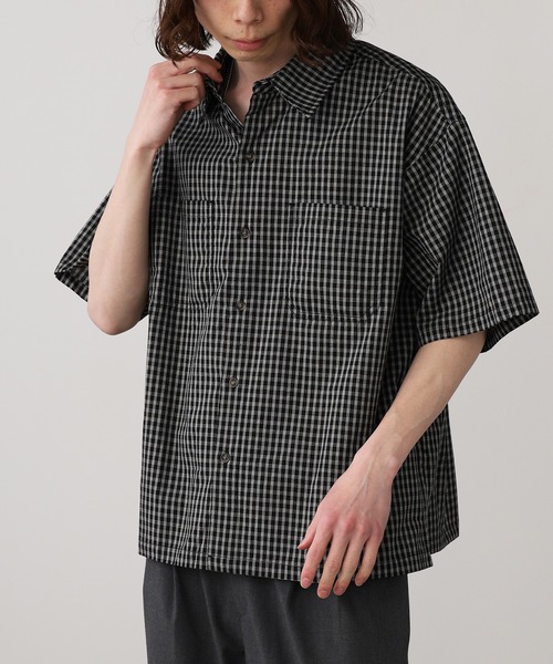 Jungle Storm（ジャングルストーム）の「JUNGLE STORM/ジャングルストーム  H/S,小格子CKショートレングスシャツ シャツ（シャツ/ブラウス・メンズ・ベージュ/ブラウン/ブラック・L/M）」の2枚目の写真