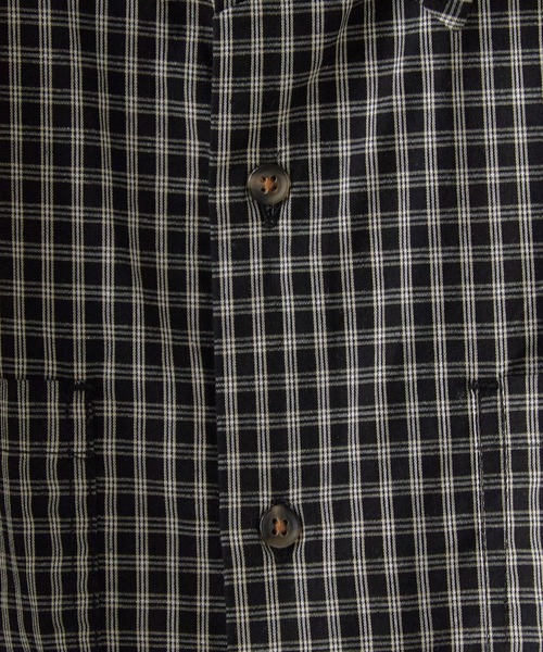 Jungle Storm（ジャングルストーム）の「JUNGLE STORM/ジャングルストーム  H/S,小格子CKショートレングスシャツ シャツ（シャツ/ブラウス・メンズ・ベージュ/ブラウン/ブラック・L/M）」の4枚目の写真