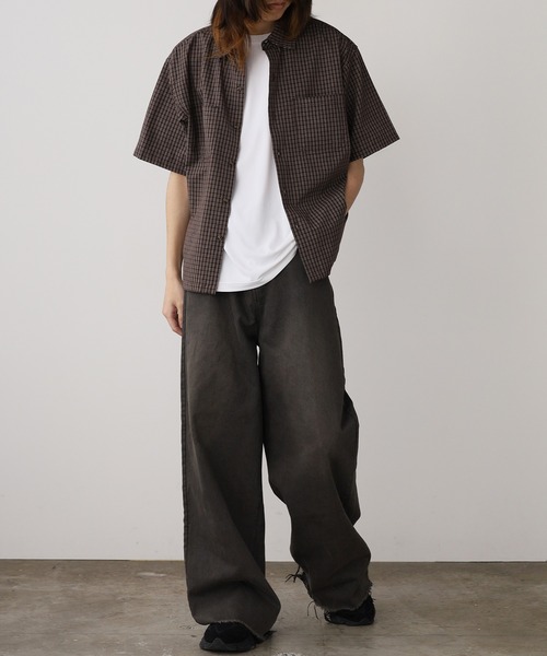 Jungle Storm（ジャングルストーム）の「JUNGLE STORM/ジャングルストーム  H/S,小格子CKショートレングスシャツ シャツ（シャツ/ブラウス・メンズ・ベージュ/ブラウン/ブラック・L/M）」の15枚目の写真