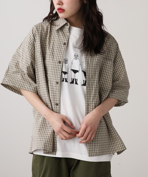 Jungle Storm（ジャングルストーム）の「JUNGLE STORM/ジャングルストーム  H/S,小格子CKショートレングスシャツ シャツ（シャツ/ブラウス・メンズ・ベージュ/ブラウン/ブラック・L/M）」の17枚目の写真