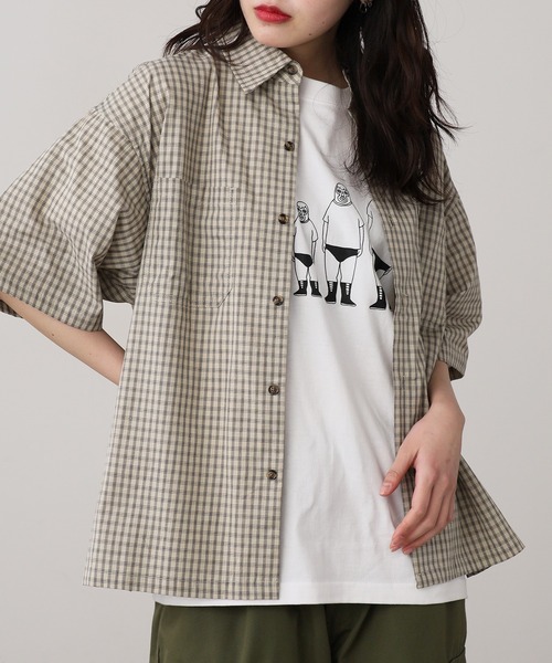 Jungle Storm（ジャングルストーム）の「JUNGLE STORM/ジャングルストーム  H/S,小格子CKショートレングスシャツ シャツ（シャツ/ブラウス・メンズ・ベージュ/ブラウン/ブラック・L/M）」の18枚目の写真