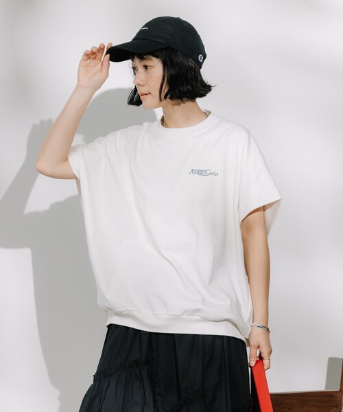 Americana◆×FREAKS STORE別注/ロゴTシャツ/バックオープン/コットン/無地 FREAK'S STORE tシャツ Americana × STORE/アメリカーナ 別注