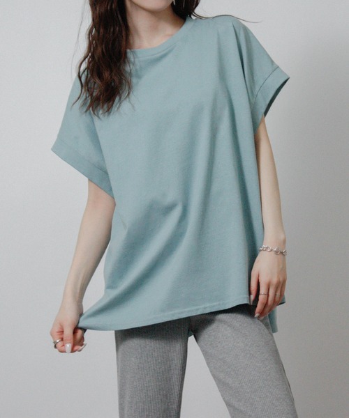 Social GIRL(ソーシャルガール)の「接触冷感オーバーサイズTシャツ(Tシャツ/カットソー・レディース・ブラック/アイボリー/チャコール/ライトブルー・M)」の4枚目の写真