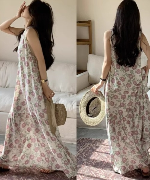 gossip!ロサンゼルス(ゴシップロサンゼルス)の「ヴィンテージ風 ノースリーブワンピース ルームウェア ナイトウェア 部屋着(ワンピース・レディース・ブラック/グリーン/レッド/アイボリー・FREE)」の10枚目の写真