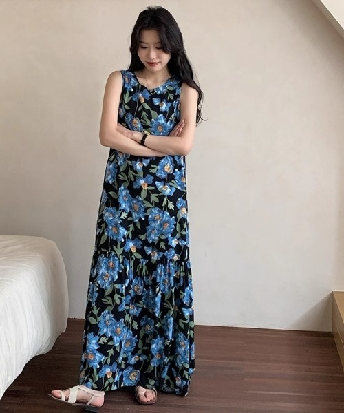 gossip!ロサンゼルス(ゴシップロサンゼルス)の「ヴィンテージ風 ノースリーブワンピース ルームウェア ナイトウェア 部屋着(ワンピース・レディース・ブラック/グリーン/レッド/アイボリー・FREE)」の11枚目の写真