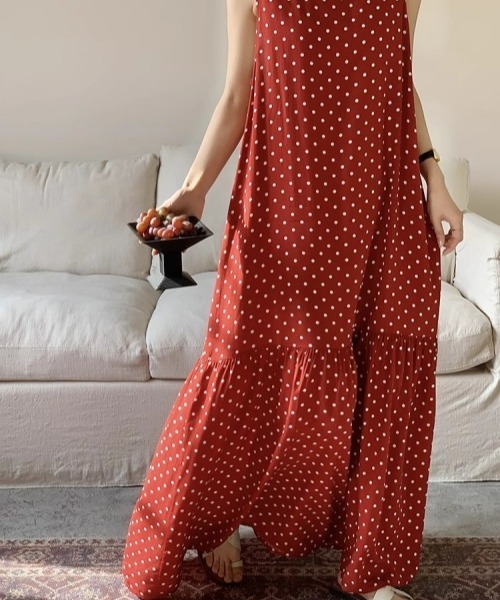 gossip!ロサンゼルス(ゴシップロサンゼルス)の「ヴィンテージ風 ノースリーブワンピース ルームウェア ナイトウェア 部屋着(ワンピース・レディース・ブラック/グリーン/レッド/アイボリー・FREE)」の17枚目の写真