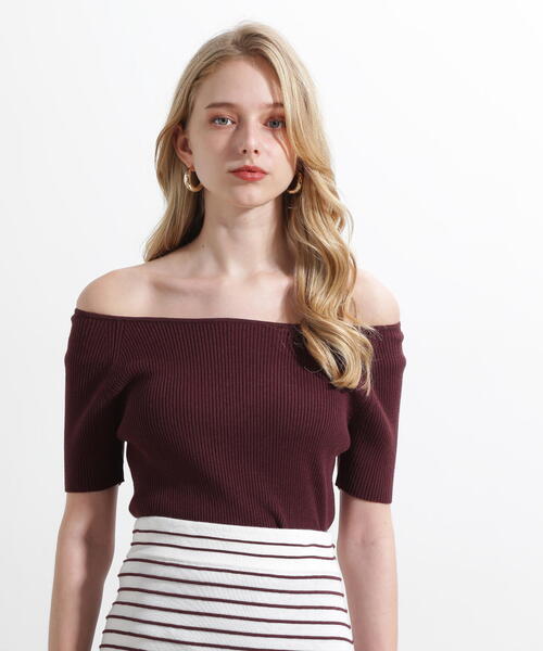 PINKY&DIANNE(ピンキーアンドダイアン)の「◆オフショルダーリブニット(ニット/セーター・レディース・ブラウン/ホワイト/ブラック・38)」の3枚目の写真