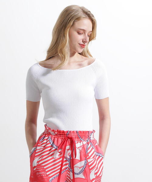 PINKY&DIANNE（ピンキーアンドダイアン）の「◆オフショルダーリブニット（ニット/セーター・レディース・ブラウン/ホワイト/ブラック・38）」の2枚目の写真