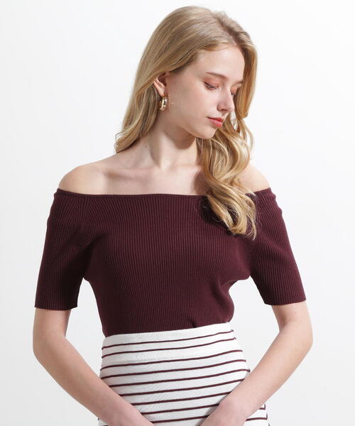 PINKY&DIANNE（ピンキーアンドダイアン）の「◆オフショルダーリブニット（ニット/セーター・レディース・ブラウン/ホワイト/ブラック・38）」の7枚目の写真