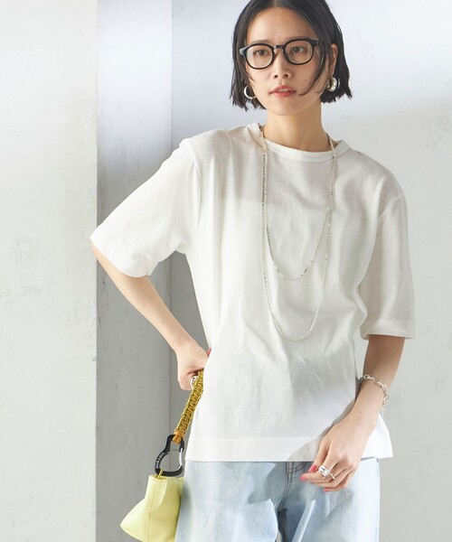 SHIPS(シップス)の「【SHIPS別注】V:room:コットン クレープ(Tシャツ/カットソー・レディース・ブラック/ホワイト系・ONE SIZE)」の2枚目の写真