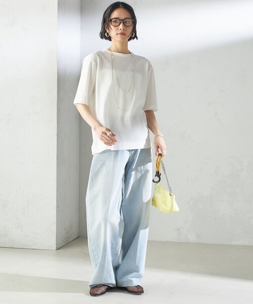 SHIPS(シップス)の「【SHIPS別注】V:room:コットン クレープ(Tシャツ/カットソー・レディース・ブラック/ホワイト系・ONE SIZE)」の3枚目の写真