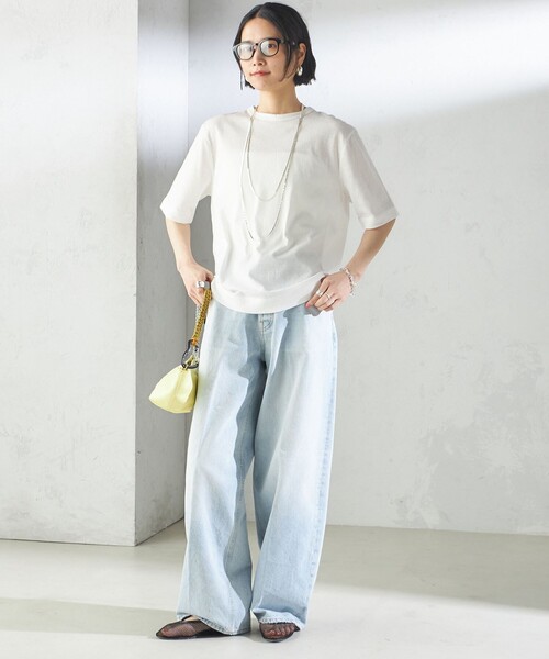 SHIPS(シップス)の「【SHIPS別注】V:room:コットン クレープ(Tシャツ/カットソー・レディース・ブラック/ホワイト系・ONE SIZE)」の4枚目の写真