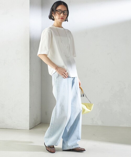 SHIPS(シップス)の「【SHIPS別注】V:room:コットン クレープ(Tシャツ/カットソー・レディース・ブラック/ホワイト系・ONE SIZE)」の7枚目の写真