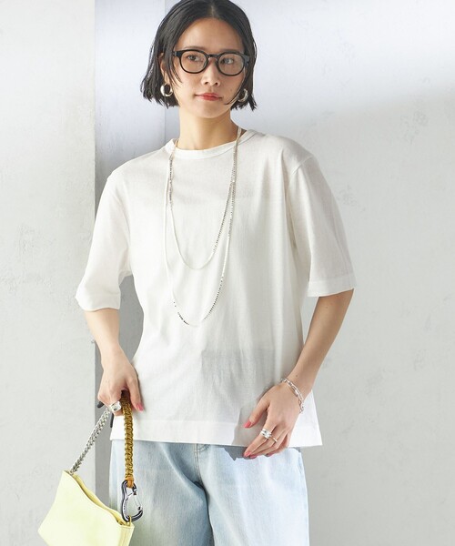 SHIPS(シップス)の「【SHIPS別注】V:room:コットン クレープ(Tシャツ/カットソー・レディース・ブラック/ホワイト系・ONE SIZE)」の9枚目の写真