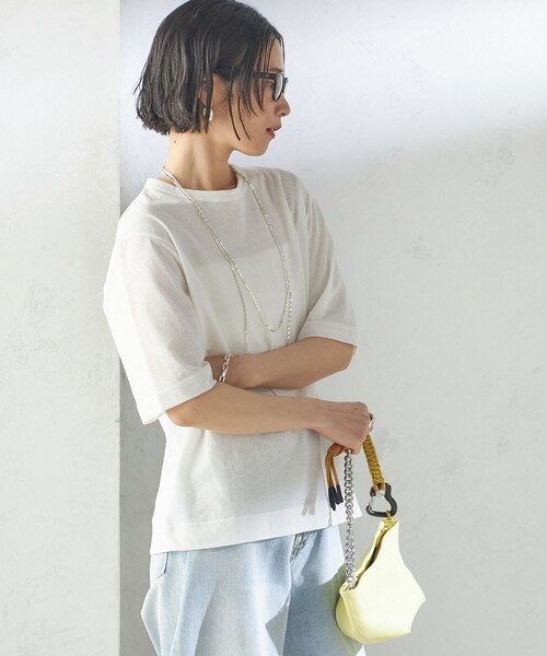 SHIPS(シップス)の「【SHIPS別注】V:room:コットン クレープ(Tシャツ/カットソー・レディース・ブラック/ホワイト系・ONE SIZE)」の12枚目の写真