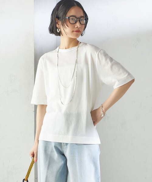SHIPS(シップス)の「【SHIPS別注】V:room:コットン クレープ(Tシャツ/カットソー・レディース・ブラック/ホワイト系・ONE SIZE)」の13枚目の写真