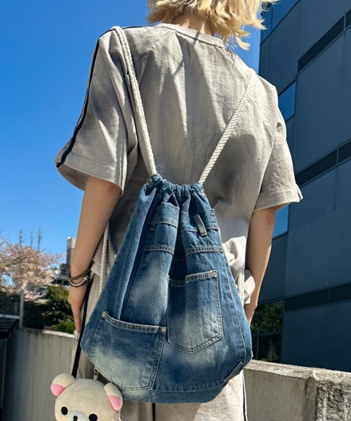 A'gem(エージェム)の「A'GEM/9 × .kom 『A'gem/エージェム』 リメイクバッグ(バックパック/リュック・レディース・グリーン系カモフラージュ/ブルー/ブラック・FREE)」の3枚目の写真