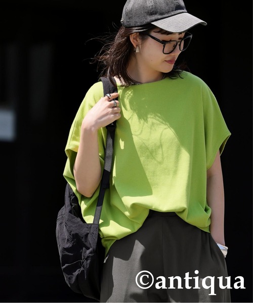 antiqua（アンティカ）の「コーデ2点セット シュッと美トップス　パンツ（Tシャツ/カットソー・レディース・グレー/アイボリー/ブラック/ライム・M/L/MT/LT）」の17枚目の写真