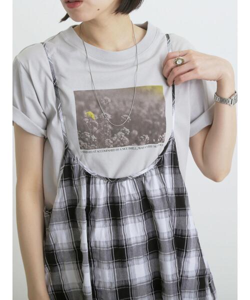 sm2rhythm（サマンサモスモスリズム）の「フォトプリントTシャツ(フラワー)（Tシャツ/カットソー・レディース・シルバーグレー/オフホワイト・F）」の3枚目の写真